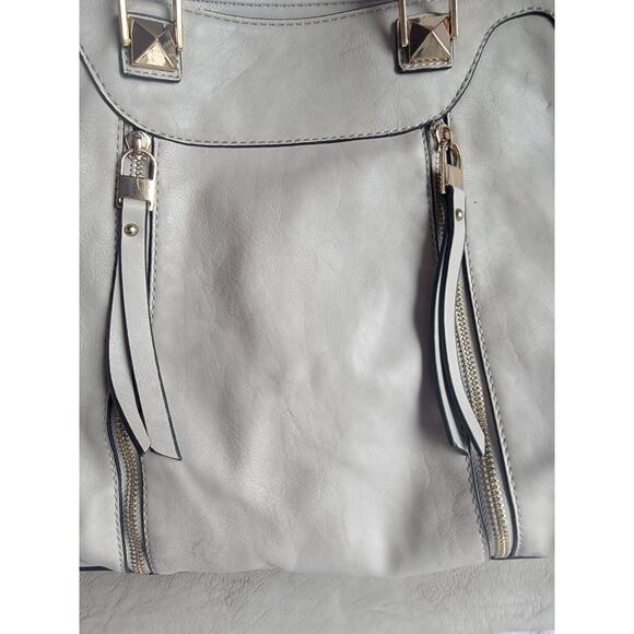 Moda Luxe Light Grayish Color Genuine Leather Hobo Bag Purse Handbag Tote READ - Picture 2 of 16